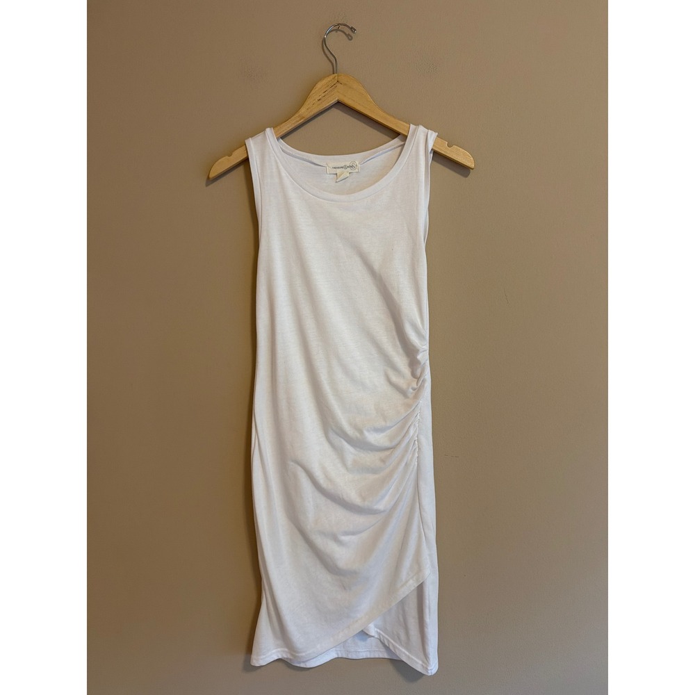 Treasure & Bond Womens White Ruched Side Sleeveless Tulip Hem Knit Dress Small - Picture 2 of 7